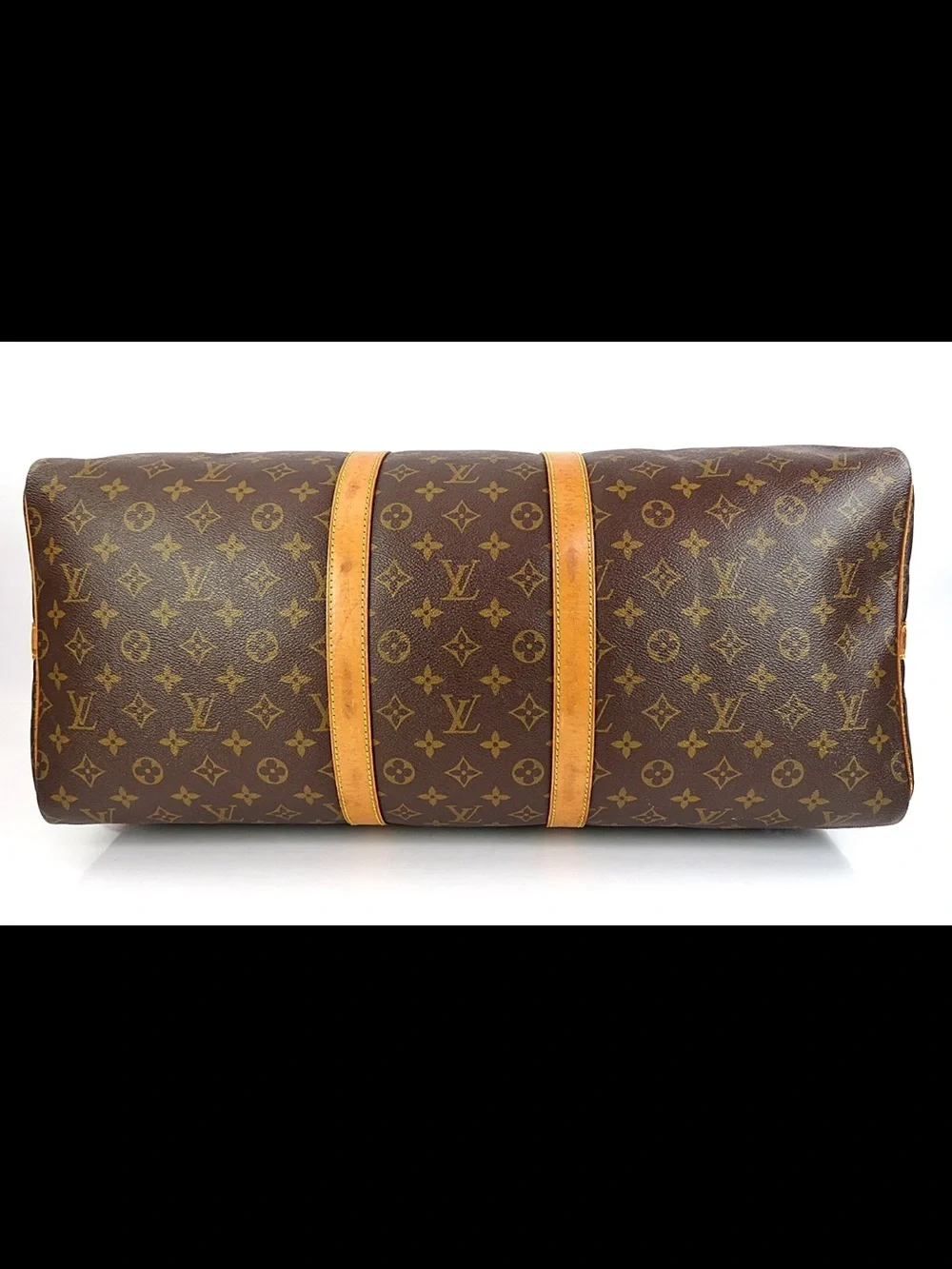 Louis Vuitton Brown Monogram Duffel with Tan Leather Strap